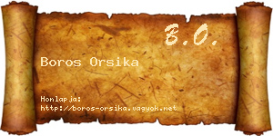 Boros Orsika névjegykártya